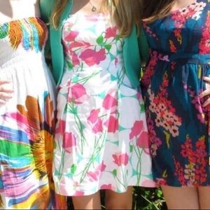 Lilly Pulitzer pink and green strapless dress